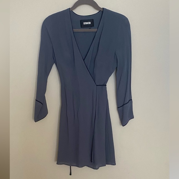 NWOT Blue Wrap Dress - Reformation Bamboo Dress - Picture 6 of 11